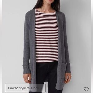 Charcoal Gray Open-Front Cardigan Sweater